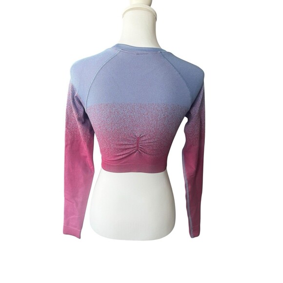 Gymshark XS Women Pullover Adapt Ombré Pink/purple Seamless Cropped Top Active - Picture 3 of 7